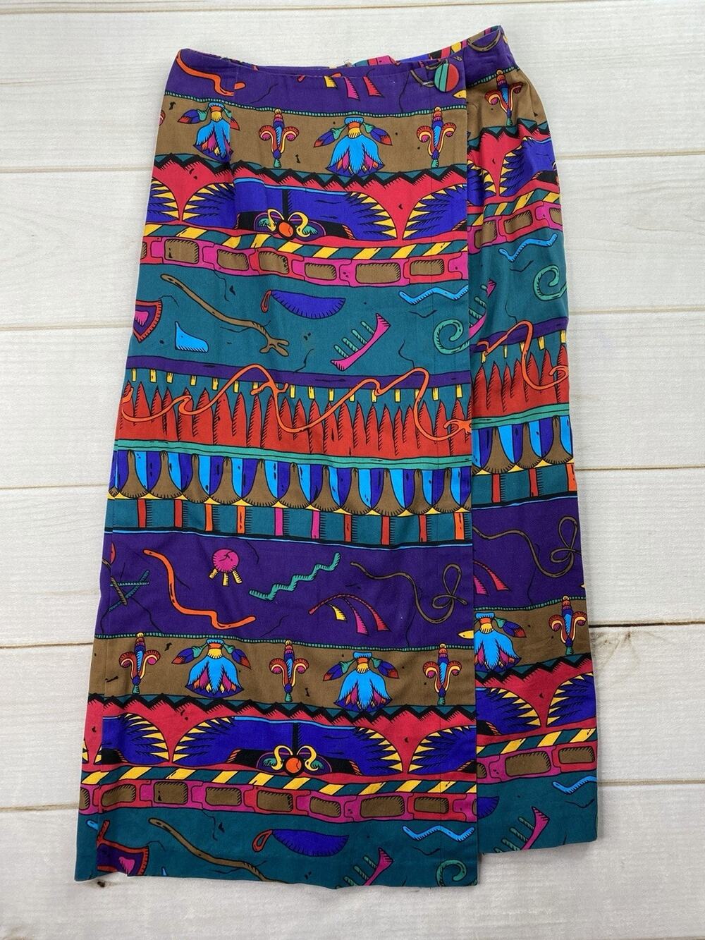 VTG d. terrell Skirt Sz 10 Colorful USA Made Southwestern Aztec Cowgirl Western
